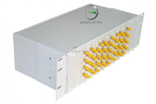 Кросс 19", предсобранный 3U, 64 порта ST/UPC, 62.5/125 мкм (планки, сплайс-кассета 2шт, пигтейлы, КДЗС, адаптеры)