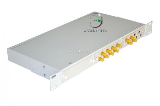 Кросс 19", предсобранный 1U, 12 портов ST/UPC, 50/125 мкм ОМ3 (планки, сплайс-кассета, пигтейлы, КДЗС, адаптеры)