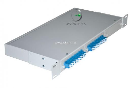 Кросс 19", предсобранный 1U, 16 портов LC/UPC duplex, 9/125 мкм (планки, сплайс-кассета, пигтейлы, КДЗС, адаптеры)