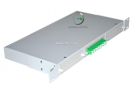 Кросс 19", предсобранный 1U, 8 портов LC/APC duplex, 9/125 мкм (планки, сплайс-кассета, пигтейлы, КДЗС, адаптеры)