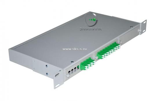 Кросс 19", предсобранный 1U, 12 портов LC/APC duplex, 9/125 мкм (планки, сплайс-кассета, пигтейлы, КДЗС, адаптеры)