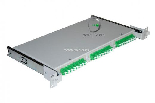 Кросс 19" выдвижной, предсобранный 1U, 24 порта LC/APC duplex, 9/125 мкм (планки, сплайс-кассета 2шт, пигтейлы, КДЗС, адаптеры)