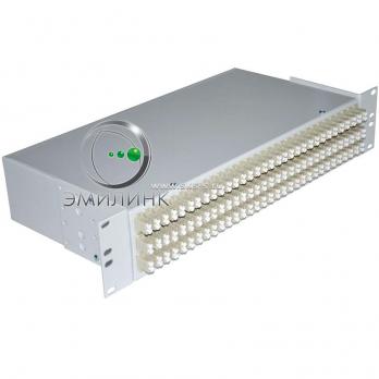 Кросс 19", предсобранный 2U, 96 портов LC/UPC duplex, 50/125 мкм ОМ3 (сплошная панель, сплайс-кассета 6шт, пигтейлы, КДЗС, адаптеры)