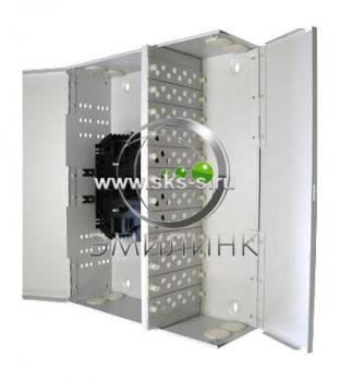 Кросс настенный, предсобранный, 64 порта ST/UPC, 50/125 мкм (планки, сплайс-кассета 2шт, пигтейлы, КДЗС, адаптеры)