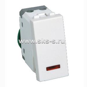 Переключатель с двух мест, с индикатором 45х22,5 мм (схема 6L) 16 A, 250 B (белый) LK45