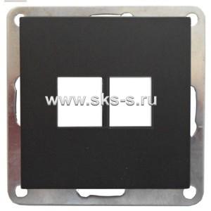 Накладка с суппортом розетки  компьютерной  и телефонной на 2 входа (черн.бархат) БЕЗ разъема LK60