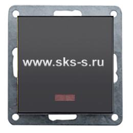 Переключатель 1-кл., на 2 направления, c индикатором (схема 6L) 16 A, 250 B (черный бархат) LK80