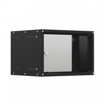 19'' Настенный телекоммуникационный шкаф NTSS LIME 6U 550x450x370 мм, стеклянная дверь, боковые стенки не съемные,  черный RAL 9005