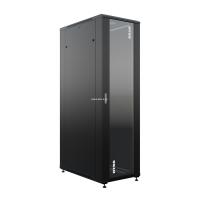 19" напольный шкаф ПРЕМИУМ 42U 600x1000 мм, передняя дверь стекло, регулируемые опоры, RAL9005