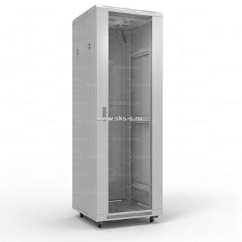 19" напольный шкаф ПРЕМИУМ 42U 600x1000 мм, передняя дверь стекло, регулируемые опоры, RAL9005