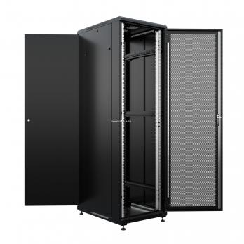 19" напольный шкаф ПРЕМИУМ 22U 600х800 мм, передняя дверь перфорация, регулируемые опоры, цвет черный