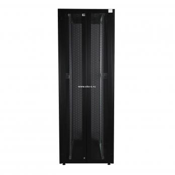 Шкаф напольный, телекоммуникационный 19", 47U 800х1000, двойная передняя дверь перфорация, двойная задняя дверь перфорированная, черный