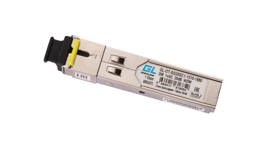 Модуль GIGALINK SFP, WDM, 1Гбит/c, одно волокно SM, SC, Tx:1310/Rx:1550 нм, 20 дБ (до 40 км) DDM