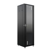 19" напольный шкаф ПРЕМИУМ 32U 600х600 мм, передняя дверь стекло, регулируемые опоры, цвет черный