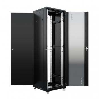 19" напольный шкаф ПРЕМИУМ 32U 600х600 мм, передняя дверь стекло, регулируемые опоры, цвет черный