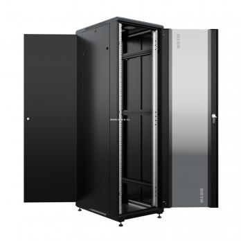 19" напольный шкаф ПРЕМИУМ 32U 600х800 мм, передняя дверь стекло, регулируемые опоры, цвет черный