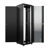 19" напольный шкаф ПРЕМИУМ 42U 600х600 мм, передняя дверь стекло, регулируемые опоры, цвет черный