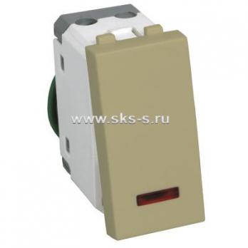 Выключатель с индикатором 45х22,5 мм (схема 1L) 16 A, 250 B (бежевый) LK45