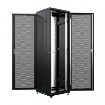 19'' Напольный серверный шкаф NTSS ПРЕМИУМ 22U 600x600 мм, передняя и задняя дверь перфорация, боковые стенки, регулируемые опоры, RAL 9005