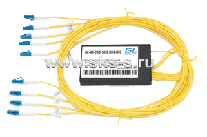 Мультиплексор CWDM GIGALINK, блок верхнего диапазона на 4 канала (1470-1610 нм)(LC/UPC) + COM порт SC/UPC + порт расширения SC/UPC, пластик (GL-CWDM-M