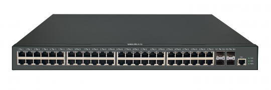 Управляемый L2 PoE коммутатор GIGALINK 48 Base-T 1000Mb/s портов (802.3af/at), 4 Base-X SFP+ 10 Gb/s. 1U 19'', 220V, бюджет PoE 370 Ватт