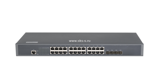 Управляемый коммутатор L2 GIGALINK 24 BASE-T 1000Mb/s портов, 4 10G SFP+, 1 Console. 1U 19", 220V