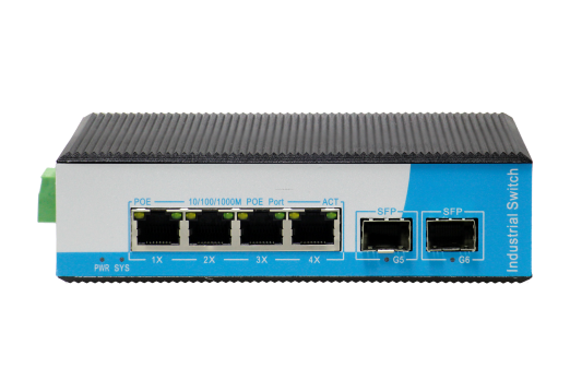 Промышленный коммутатор L2 уровня на 4 порта 10/100 / 1000M PoE с поддержкой IEEE802.3 af/at/BT 90Вт,  2-гигабитных порта SFP