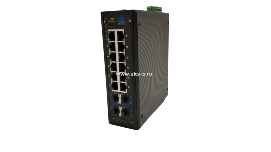 Коммутатор GIGALINK, L3, индустриальный на DIN рейку, 8x10/100/1000Mbps PoE (af/at), 410/100/1000mbs RJ-45, 4x10Gbps SFP+, питание 48В 480W поставляет
