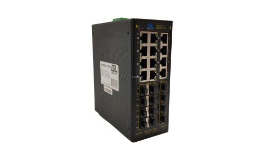 Коммутатор GIGALINK, L2+, индустриальный на DIN рейку, 12x10/100/1000Mbps (1-8 PoE af/at), 12x1000mbs SFP, 1 Консольный RJ-45, питание 48В 480W постав