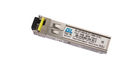 Модуль промышленный GIGALINK SFP, WDM, 1Гбит/c, одно волокно SM, LC, Tx:1550/Rx:1310 нм, 14 дБ (до 20 км) -40C