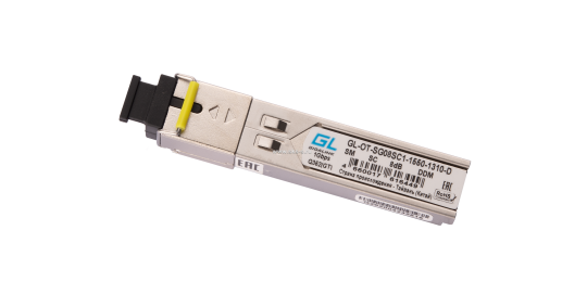 Модуль GIGALINK SFP, WDM, 155Mb/1,25Gb/s, одно волокно SM, SC, Tx:1550/Rx:1310 нм, DDM, 8 дБ (до 3 км)