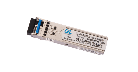 Модуль GIGALINK SFP, WDM, 1.25Гбит/c, одно волокно SM, LC, Tx:1310/Rx:1550 нм, DDM, 8 дБ (до 3 км)