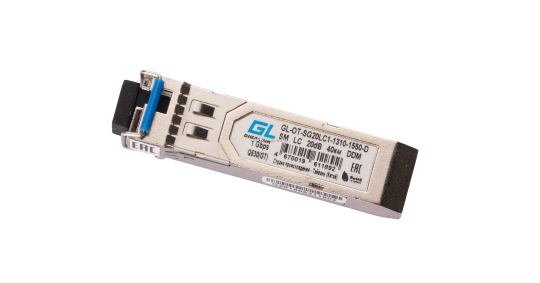Модуль GIGALINK SFP, WDM, 1Гбит/c, одно волокно SM, LC, Tx:1310/Rx:1550 нм, DDM, 20 дБ (до 40 км)