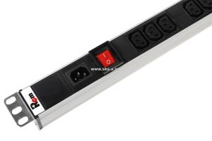 Вертикальный блок розеток Rem-16 с выкл., 15 Schuko, 10 C13, вход  IEC 60320 C20 16 A, алюм., 42-48U