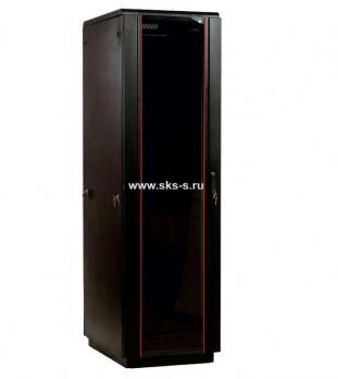 Шкаф телекоммуникационный напольный 38U (600 x 1000) дверь стекло, цвет черный