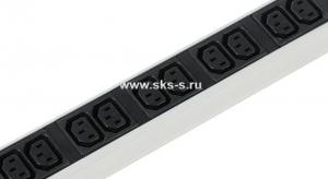 Вертикальный блок розеток Rem-16 с выкл., 14 IEC 60320 C13, 10 C19, вход C20 16 A, алюм., 33-38U