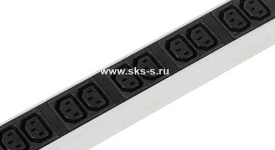 Вертикальный блок розеток Rem-16 с выкл., 14 IEC 60320 C13, 10 C19, вход C20 16 A, алюм., 33-38U