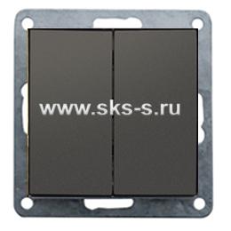 Переключатель 2-кл., с двух мест (схема 6+6) 16 A, 250 B (черный бархат) LK80