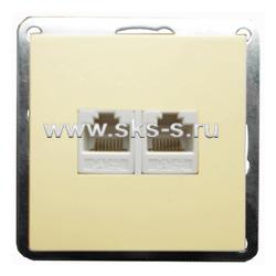 Розетка телефонная двойная 2хRJ-11 с накладкой (беж.) LK60