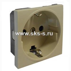 Розетка с з/к, со шторками глянцевая поверхность (бежевый) LK45