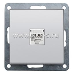 Розетка компьютерная RJ-45 кат.6е с накладкой (серебристый металлик) LK80