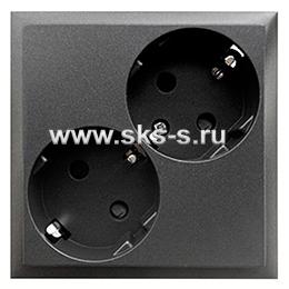 Розетка двойная  с з/к, со шторками (черный бархат) LK80