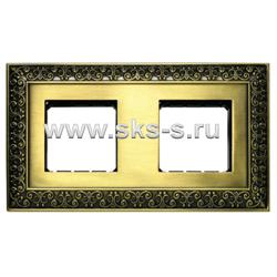 Рамка 2-постовая декоративная металлическая в комплекте с суппортами (бронза), LK45