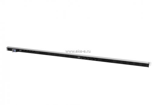 Вертикальный блок розеток Rem-32 без шнура  с авт., и амп., 10 Sсhuko, 10 IEC 60320 C13, 10 IEC 60320 C19, 32 А, алюм., 42-48U, колодка