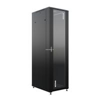 19" напольный шкаф ПРЕМИУМ 42U 600x800 мм, передняя дверь стекло, регулируемые опоры, RAL9005