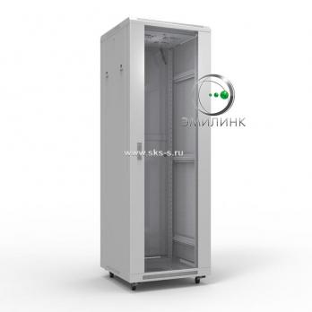 19" напольный шкаф ПРЕМИУМ 42U 600х1000 мм, передняя дверь стекло, регулируемые опоры, цвет серый
