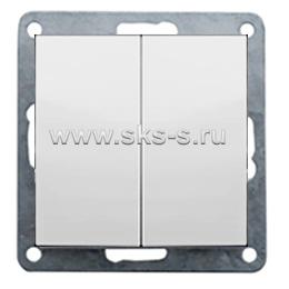 Переключатель 2-кл., с двух мест (схема 6+6) 16 A, 250 B (белый) LK80
