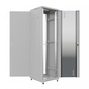 19" напольный шкаф ПРЕМИУМ 42U 600х600 мм, передняя дверь стекло, регулируемые опоры, цвет серый