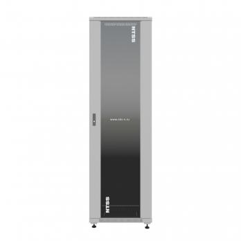 19" напольный шкаф ПРЕМИУМ 42U 600х600 мм, передняя дверь стекло, регулируемые опоры, цвет серый