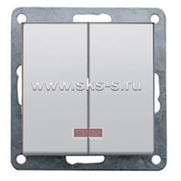 Выключатель 2-кл., с индикаторами (схема 5L) 16 A, 250 B (серебристый металлик) LK80